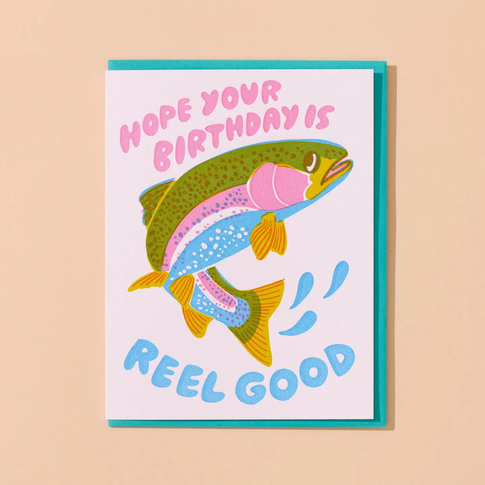 Reel Good (Trout) Letterpress Fish Birthday Card by And Here We Are