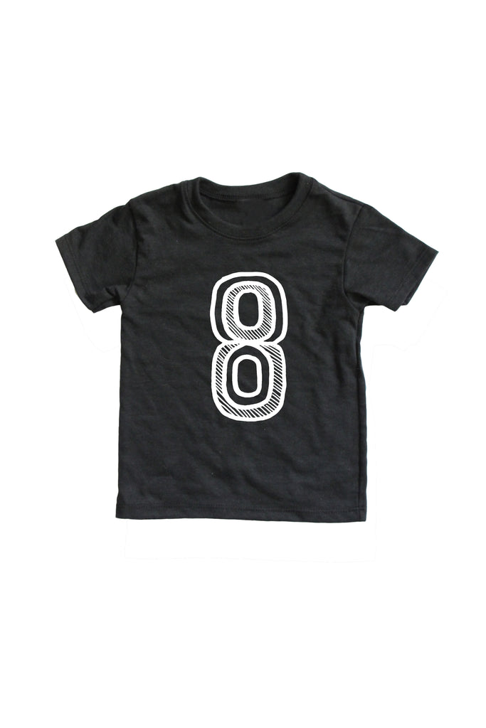 Number Tee Black Graphic Tee (Numbers 1-10)