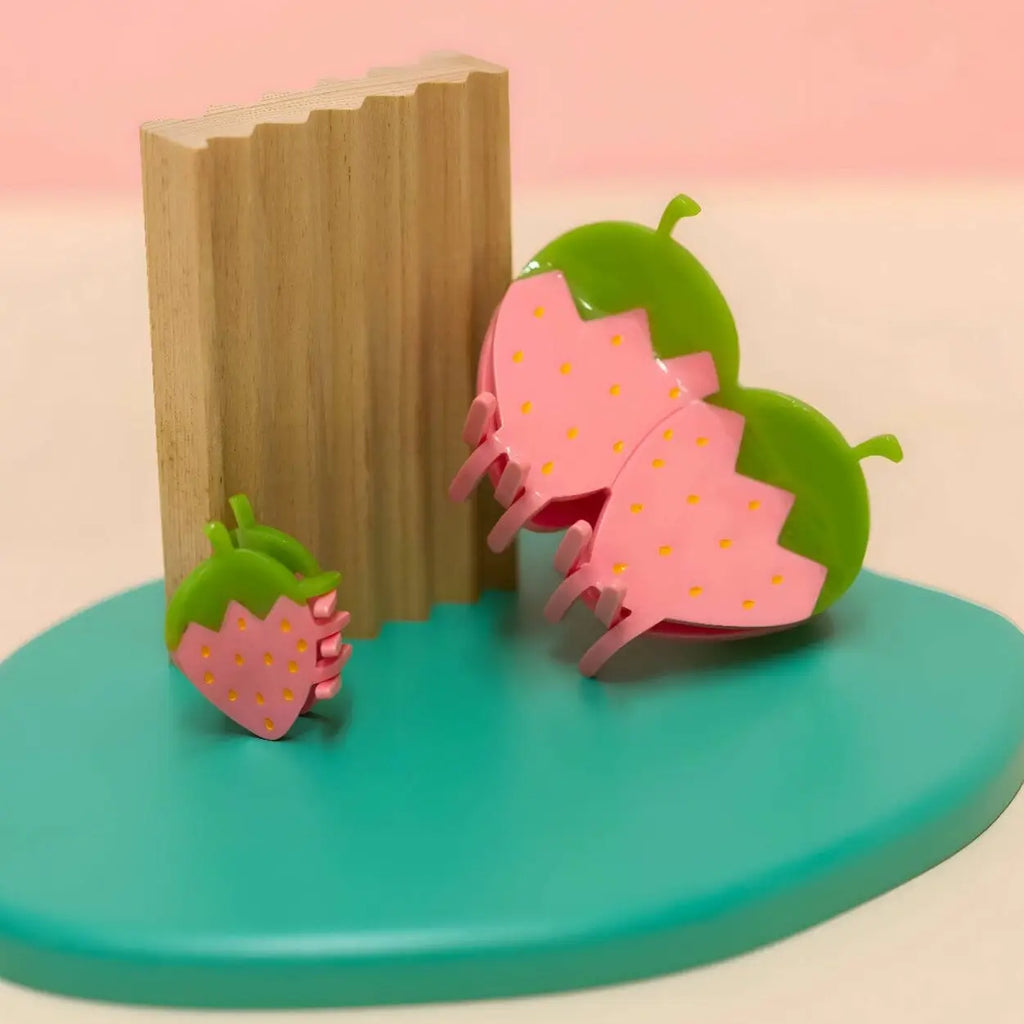 Mini Pink Strawberry Hair Claw by Jenny Lemons