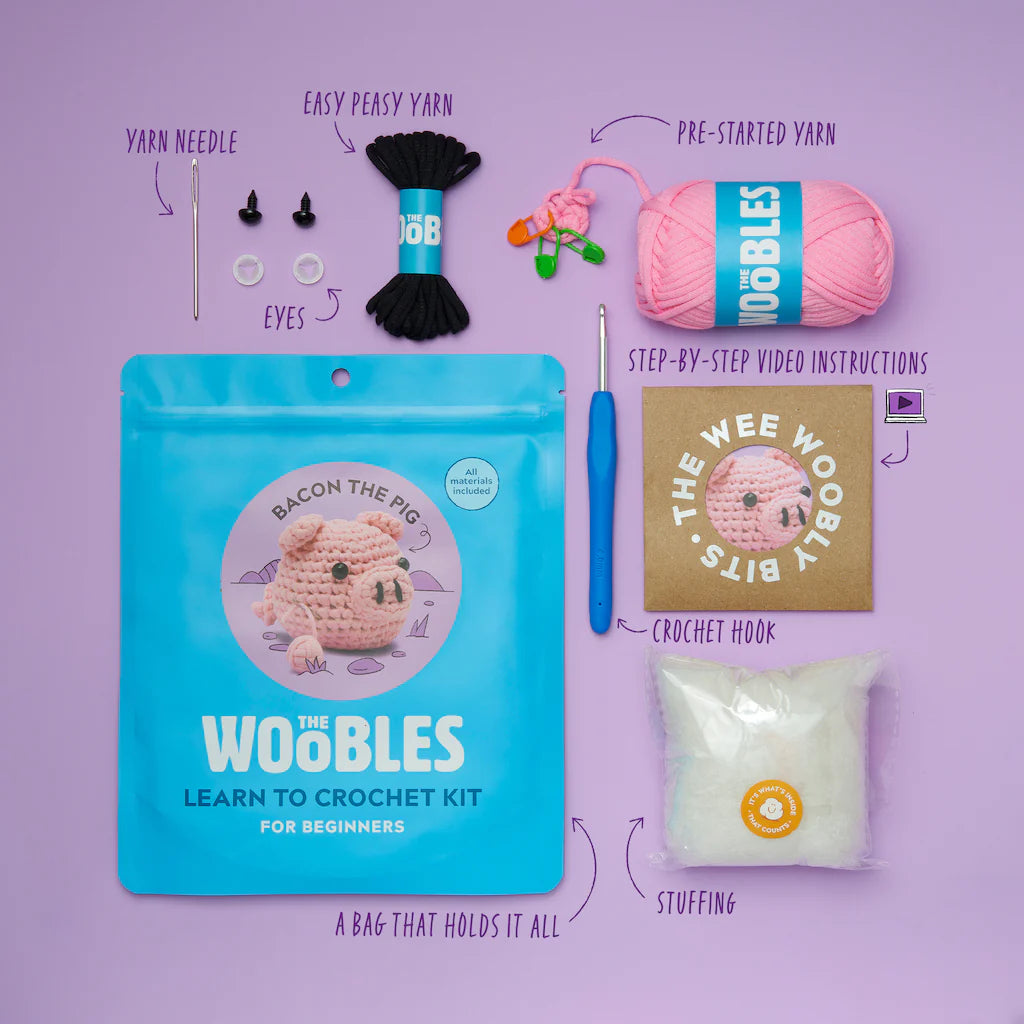 Bacon The Pig Beginner Crochet Kit by The Woobles