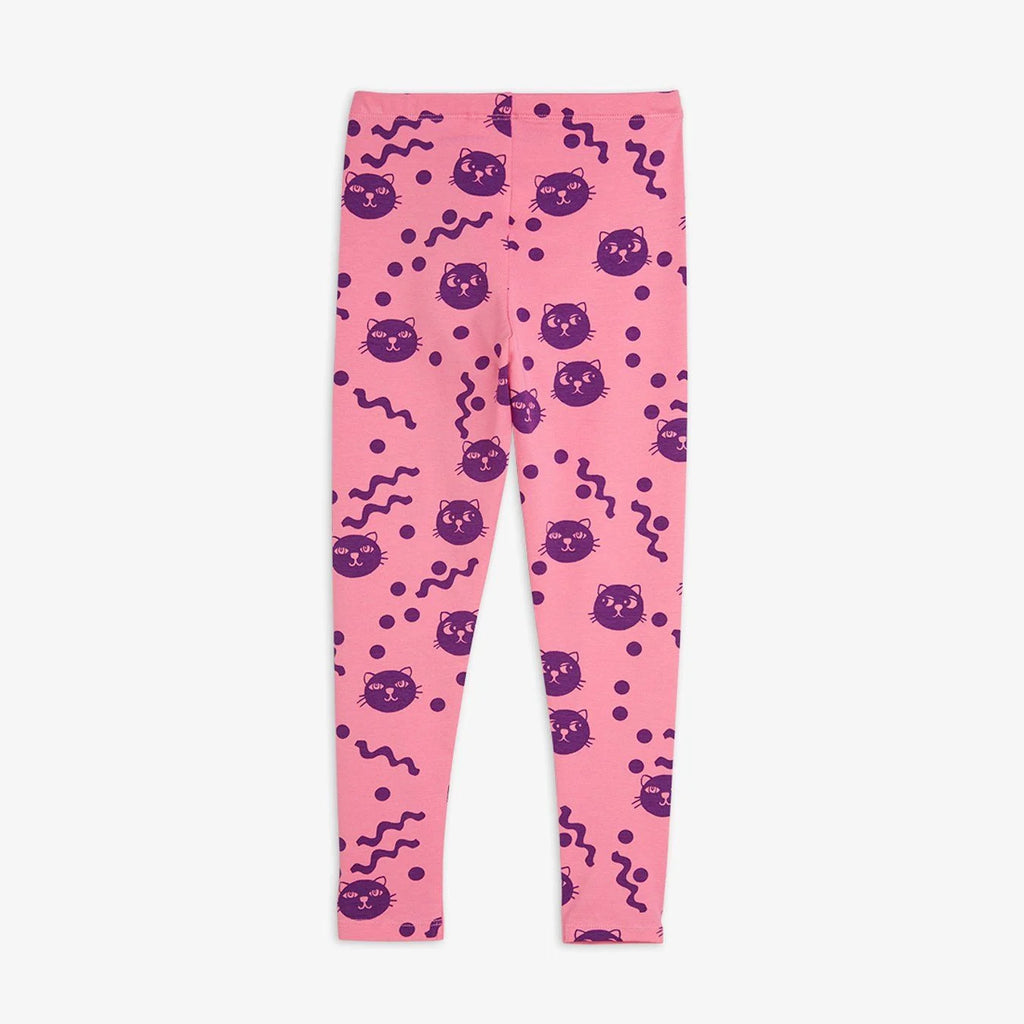 Squiggly Cats Leggings-Pink by Mini Rodini