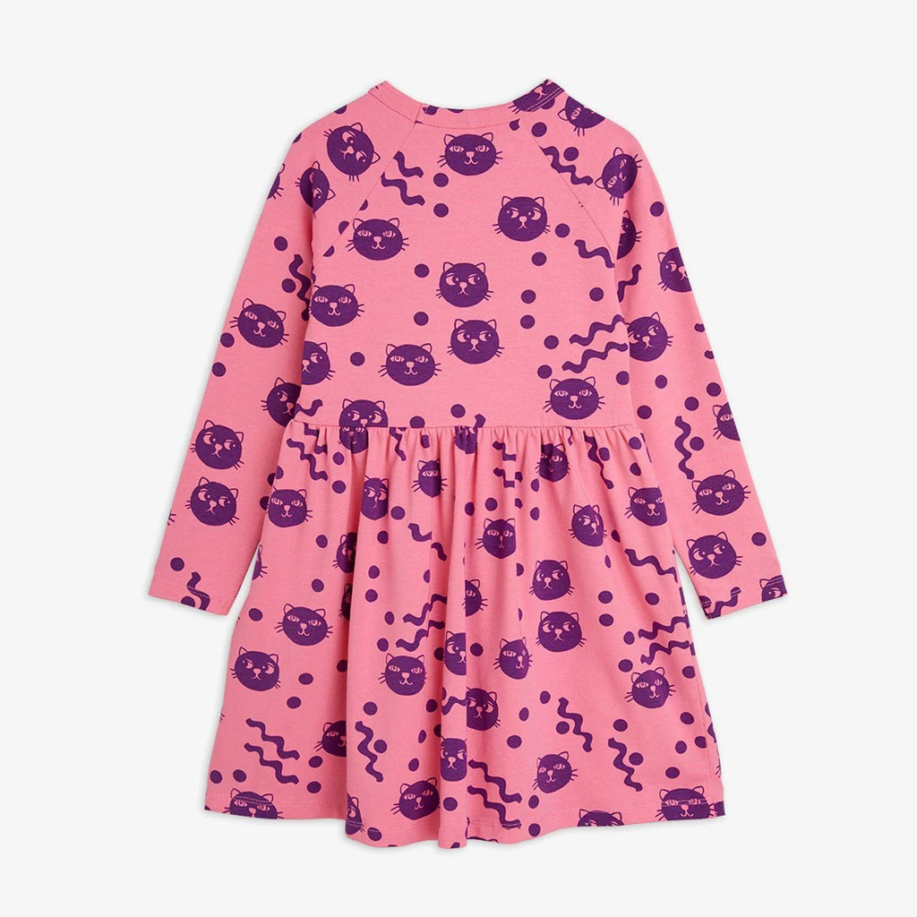 Squiggly Cats Dress-Pink by Mini Rodini