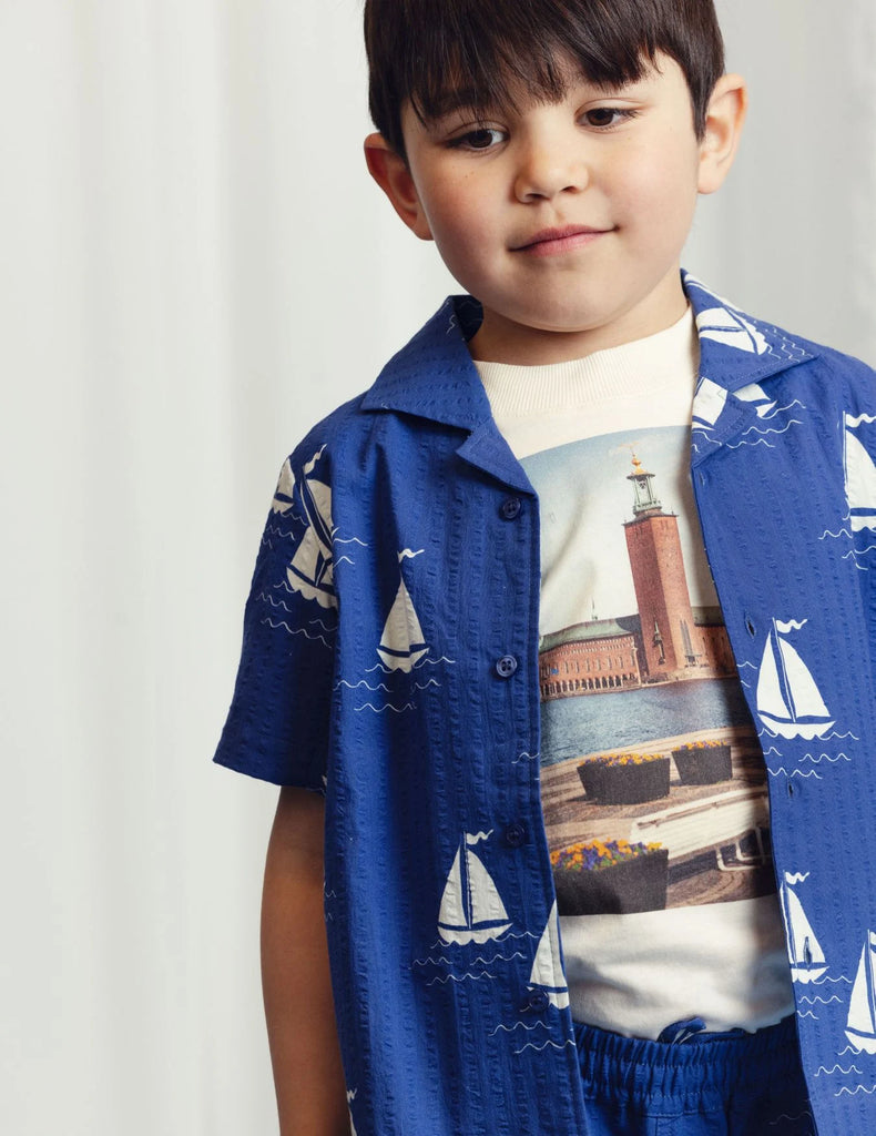 Sailing Boats Woven Shirt by Mini Rodini