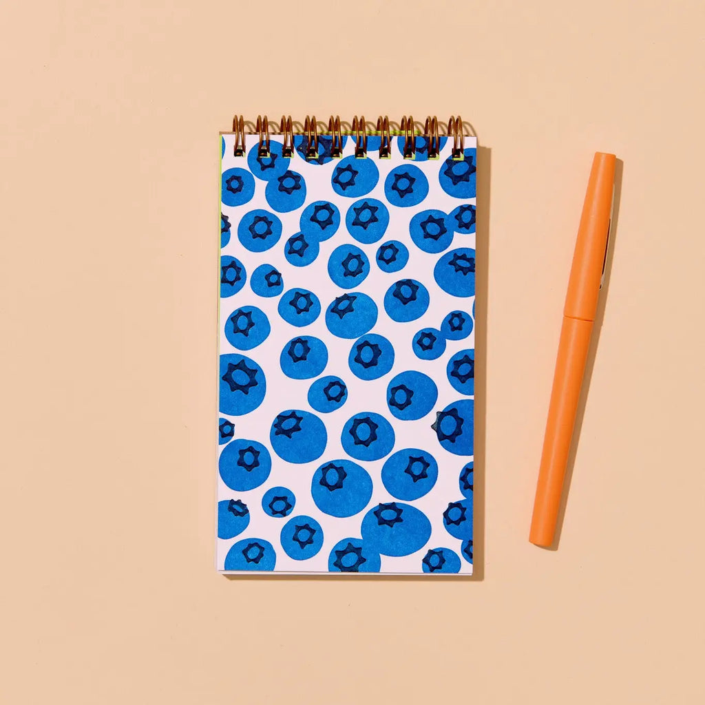 Blueberries Letterpress Spiral Pocket Size Notebook by And Here We Are