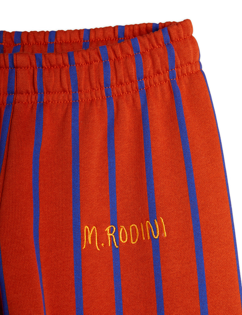 Red and Blue Vertical Stripe Sweatpants by Mini Rodini