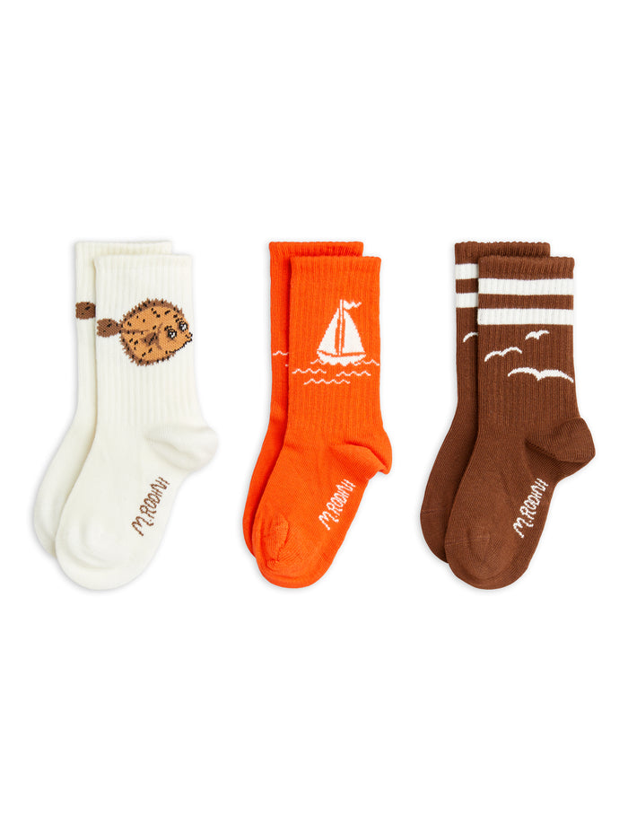 Sailing Boats 3-Pack Socks by Mini Rodini