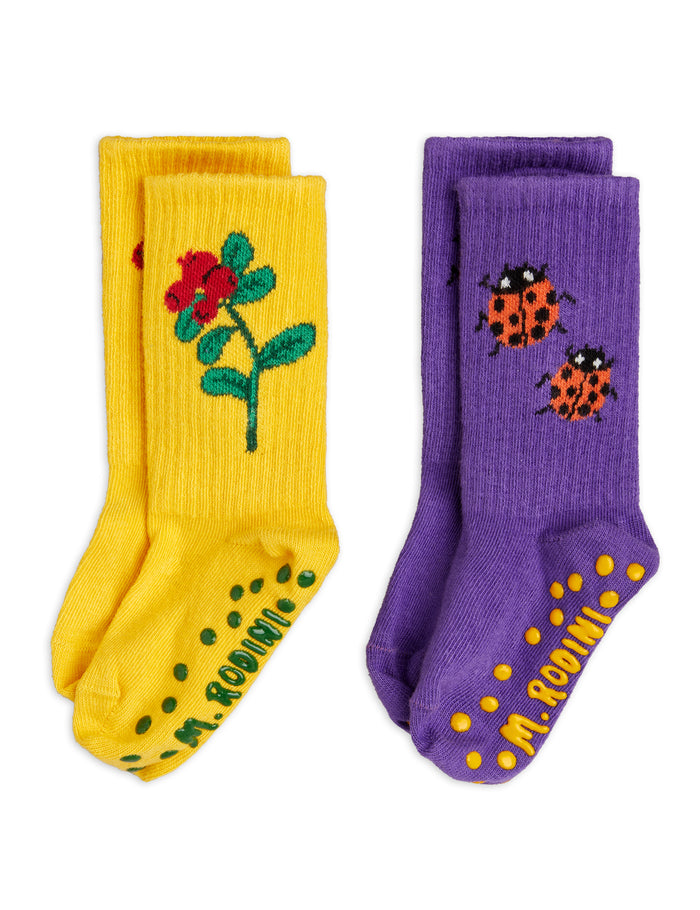 Lingonberries 2-Pack Anti Slip Socks by Mini Rodini