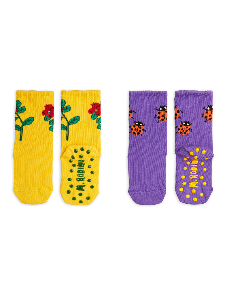 Lingonberries 2-Pack Anti Slip Socks by Mini Rodini