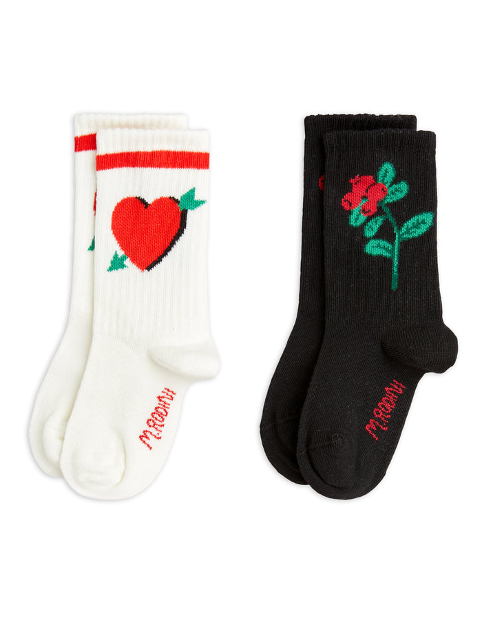 Arrowed Heart 2-Pack Socks by Mini Rodini