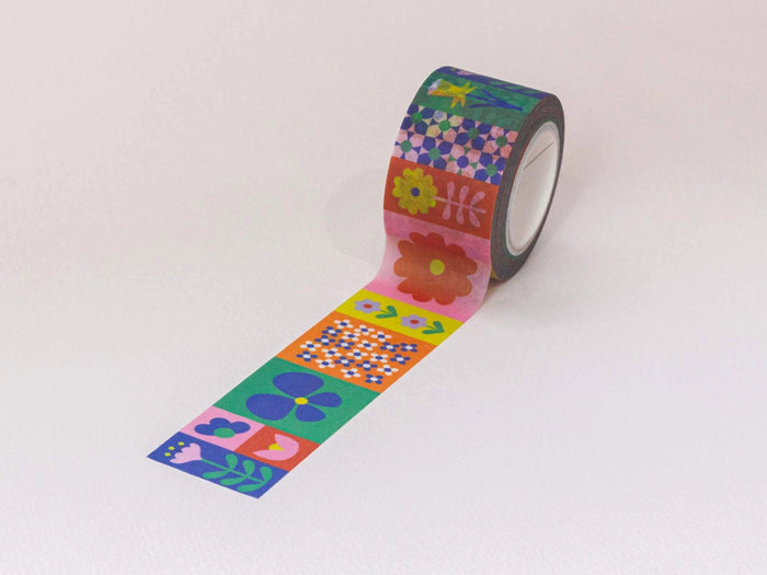 Flowerblock 25mm - Colorblock Flowers Wide Washi Tape by My Darlin'