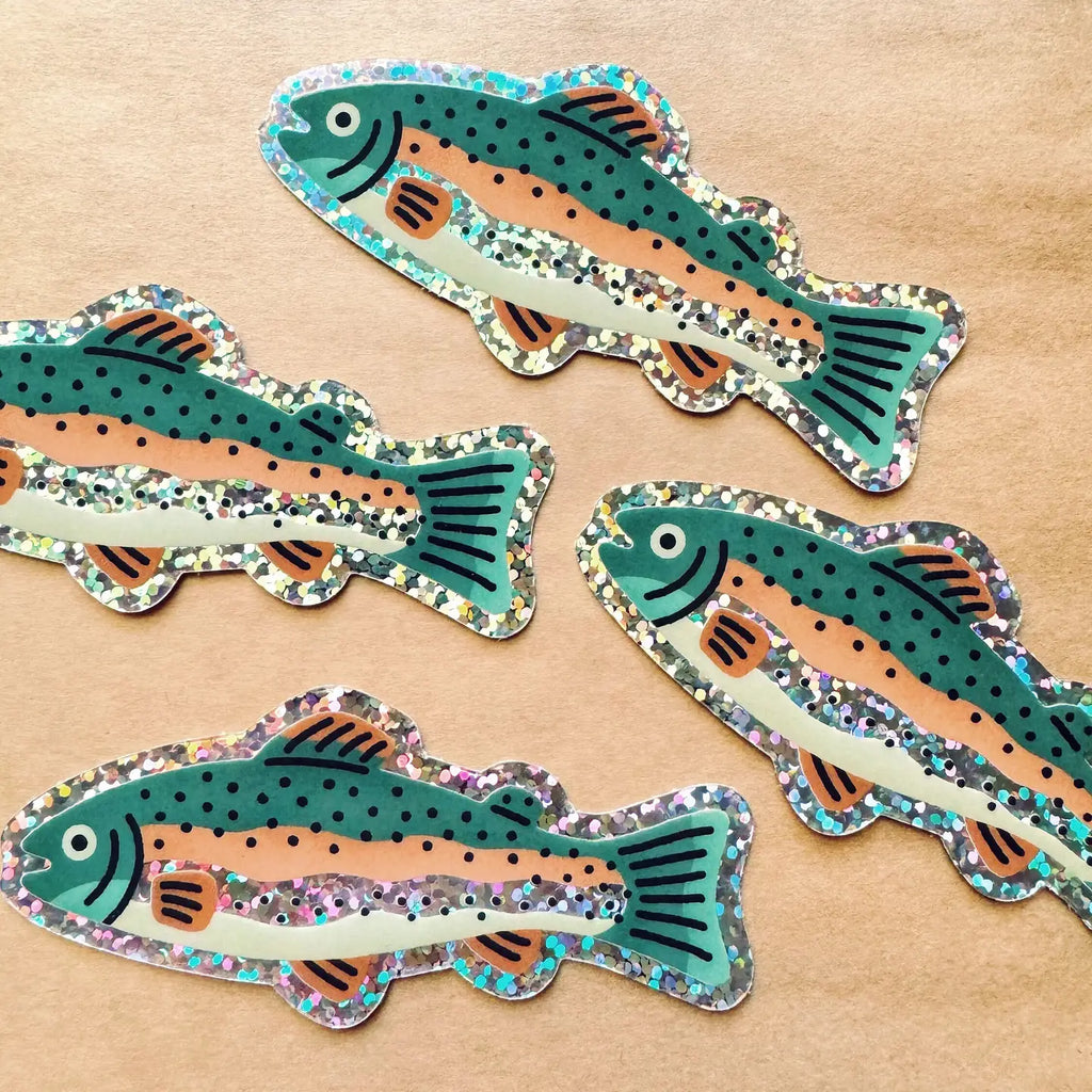 Rainbow Trout Glitter Sticker by Goodnight Pine