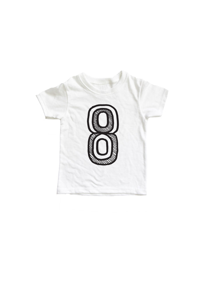 White Number Tee Numbers 2-10