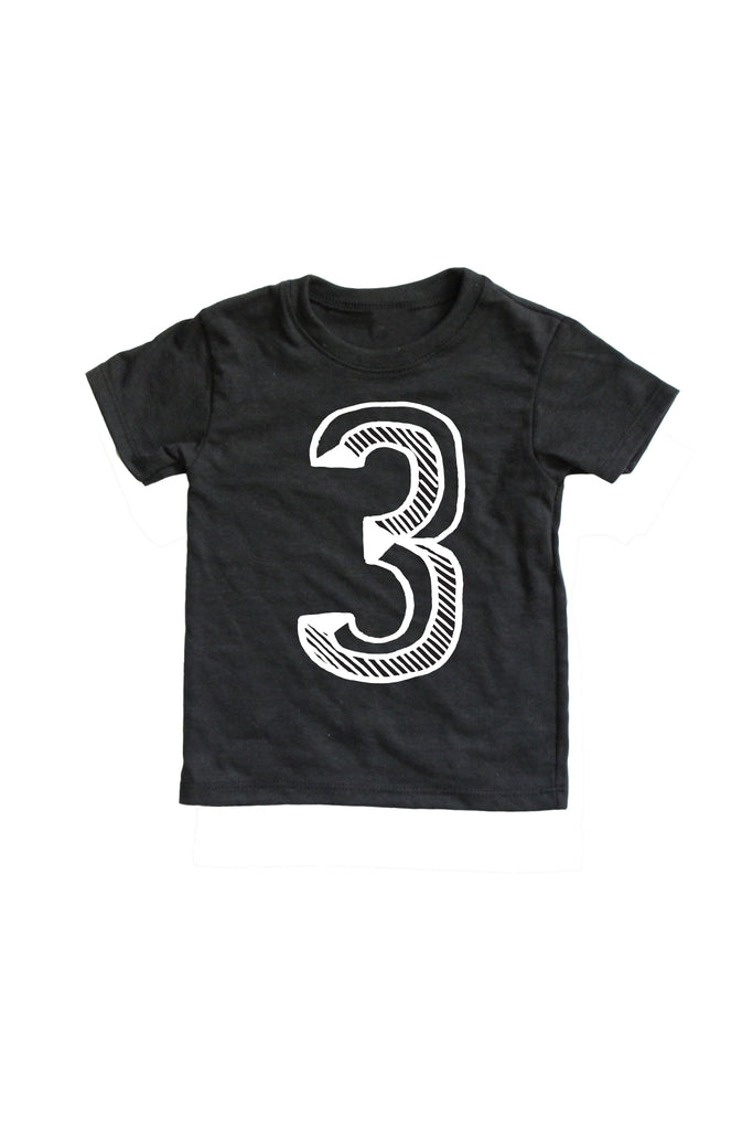 Number Tee Black Graphic Tee (Numbers 1-10)