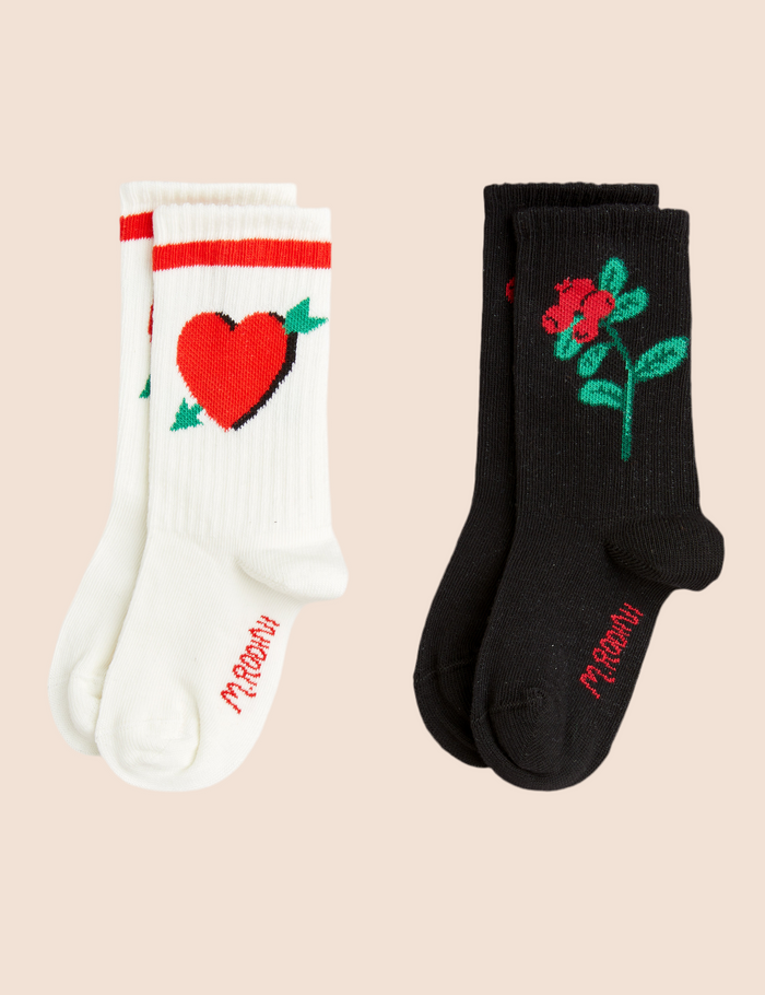 Arrowed Heart 2-Pack Socks by Mini Rodini