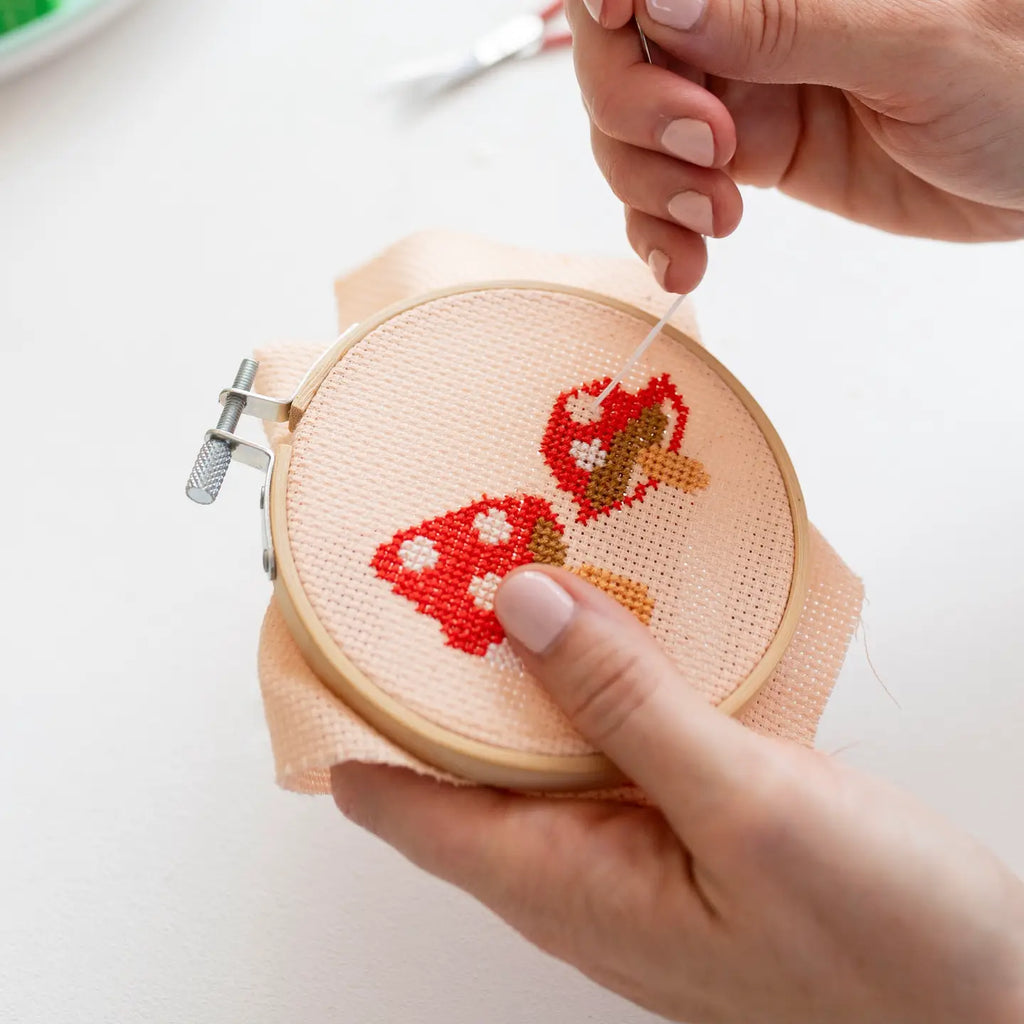 Red Toadstool Cross Stitch Kit by Cotton Clara