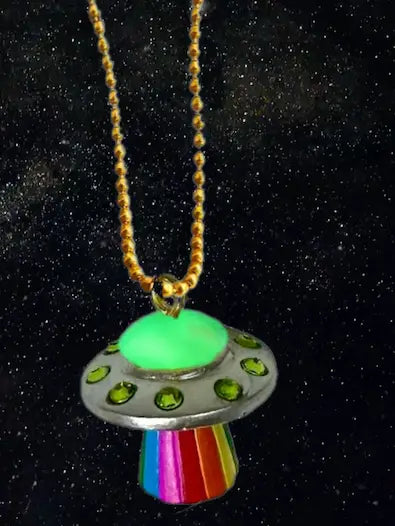 "Glow in the Dark Ufo" Necklace by Gunner and Lux