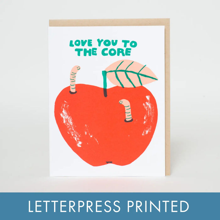 Love Apple Core Worms Card By Egg Press