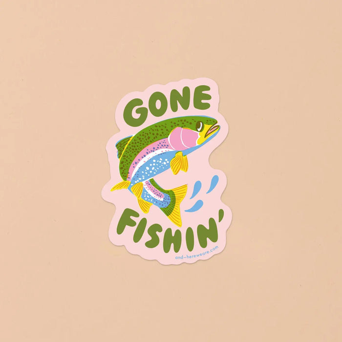 Gone Fishin' Vinyl Trout Sticker by And Here We Are