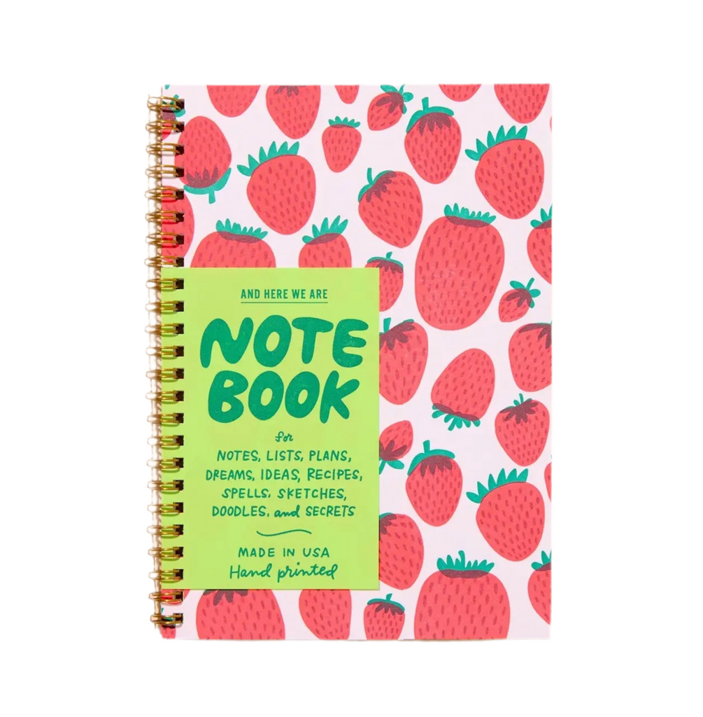 Strawberry Letterpress Spiral Notebook by And Here We Are