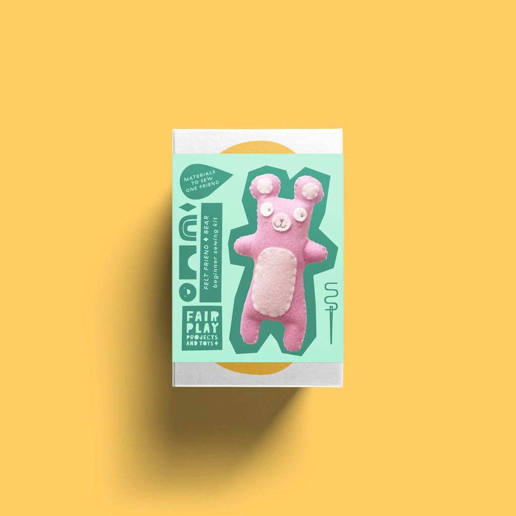 Pink Bear Felt Friends Sewing Kit by Fair Play Projects