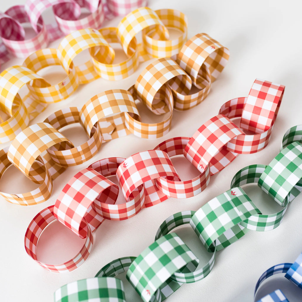 Red Gingham Paper Chain Kit by Cotton Clara