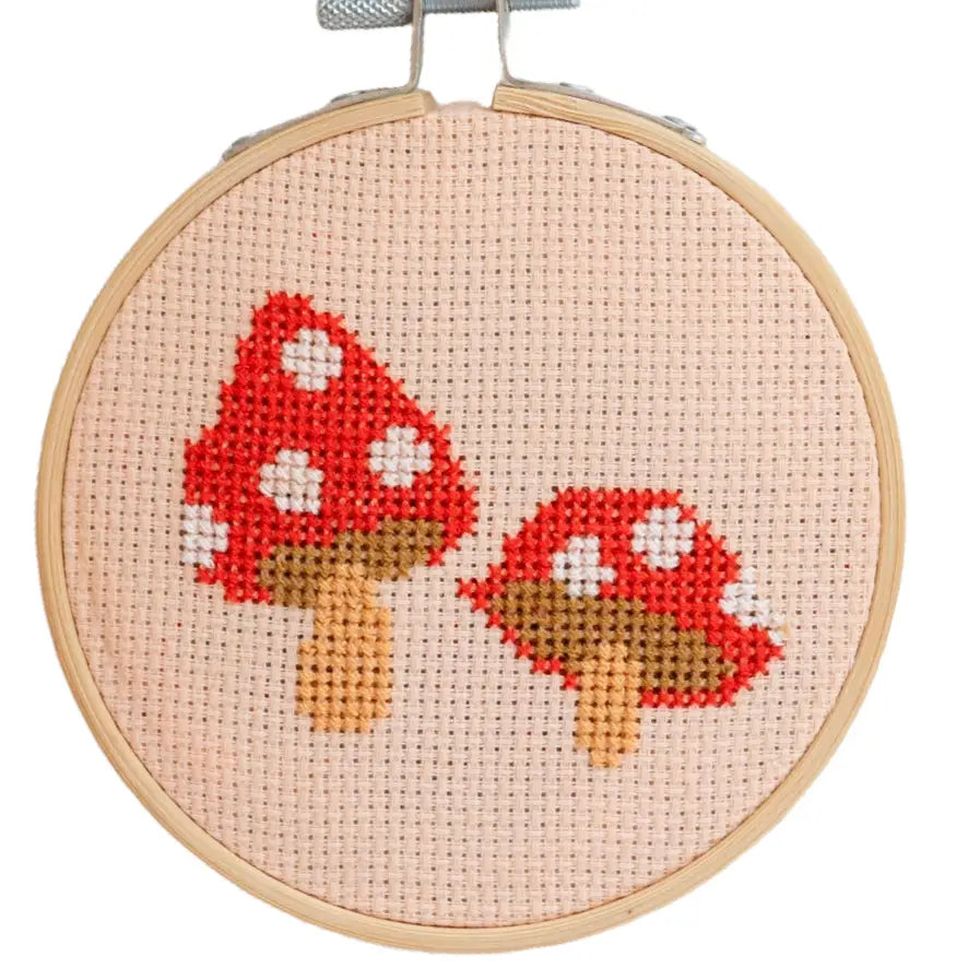 Red Toadstool Cross Stitch Kit by Cotton Clara