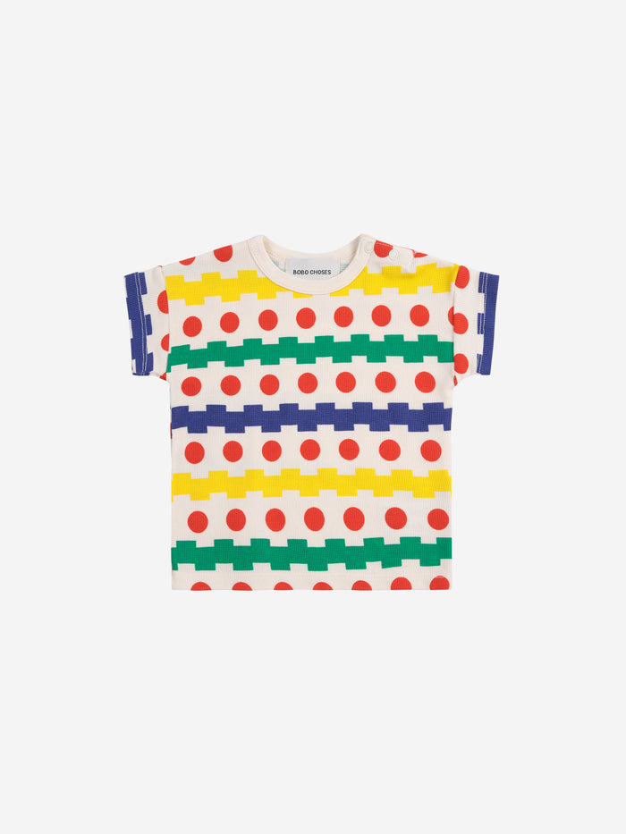 Baby Geometric All Over Waffle T-shirt by Bobo Choses