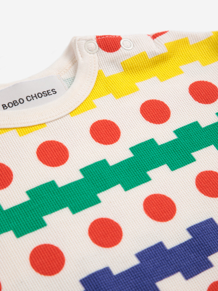 Baby Geometric All Over Waffle T-shirt by Bobo Choses