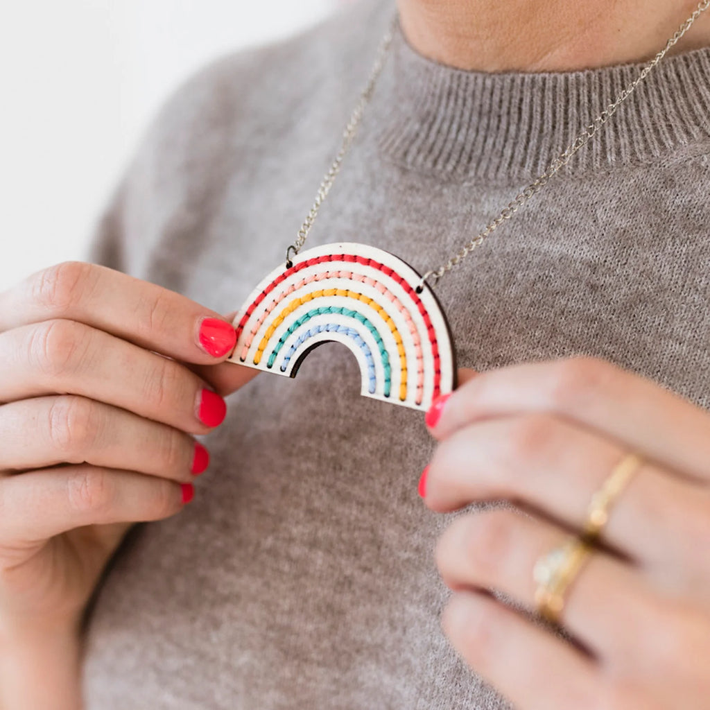 Rainbow Necklace Embroidery Board Kit by Cotton Clara