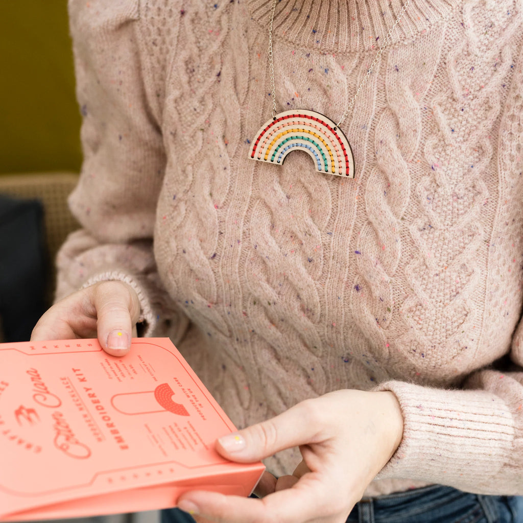 Rainbow Necklace Embroidery Board Kit by Cotton Clara