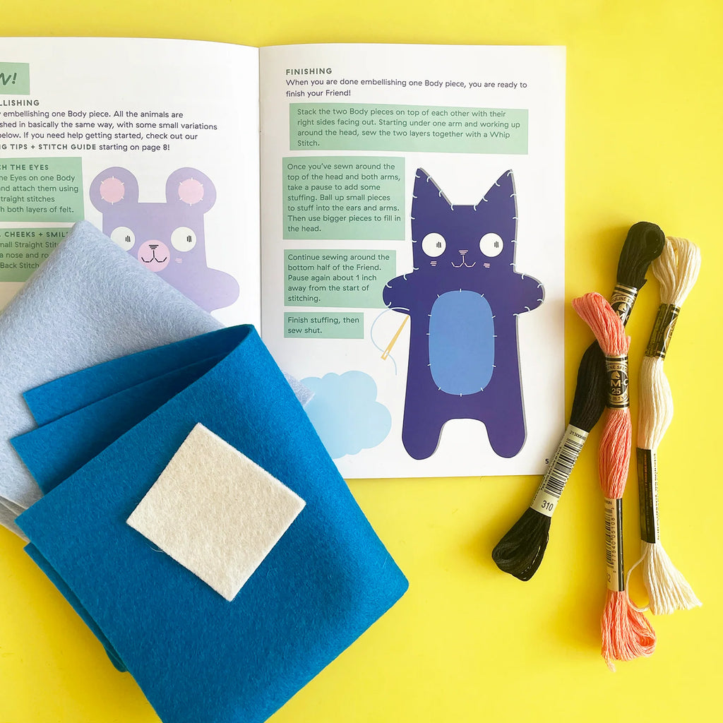 Blue Cat Felt Friends Sewing Kit by Fair Play Projects