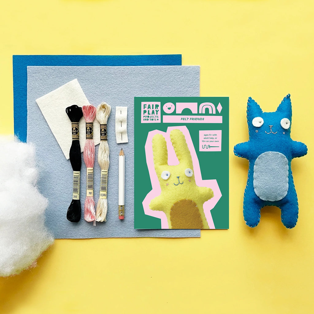 Blue Cat Felt Friends Sewing Kit by Fair Play Projects