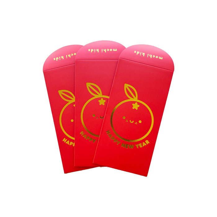 Happy New Year Orange Red Lunar New Year Envelopes (Set of 3)