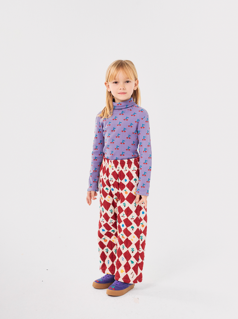 Cherry All Over Turtle Neck T-Shirt by Bobo Choses