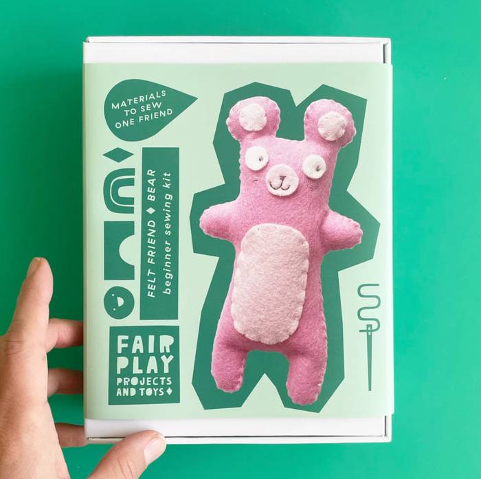 Pink Bear Felt Friends Sewing Kit by Fair Play Projects