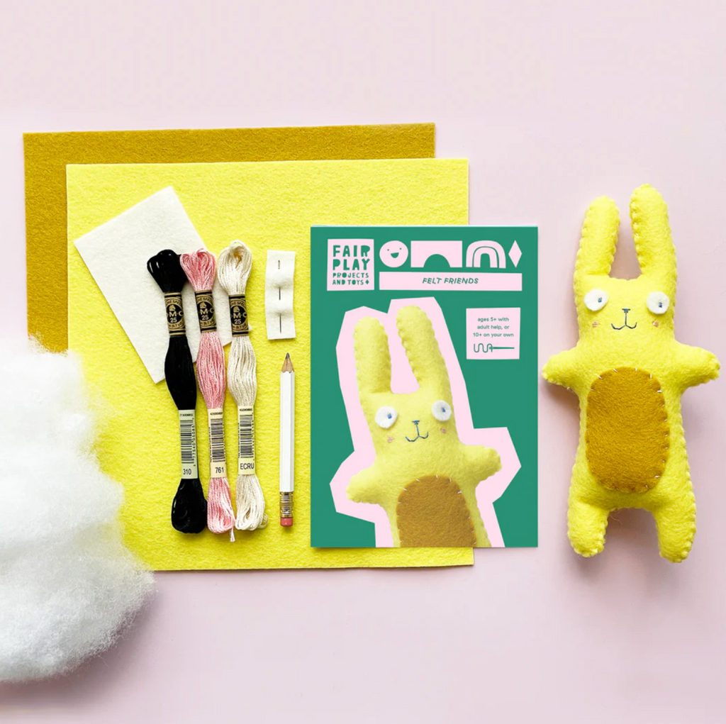 Yellow Bunny Felt Friends Sewing Kit by Fair Play Projects