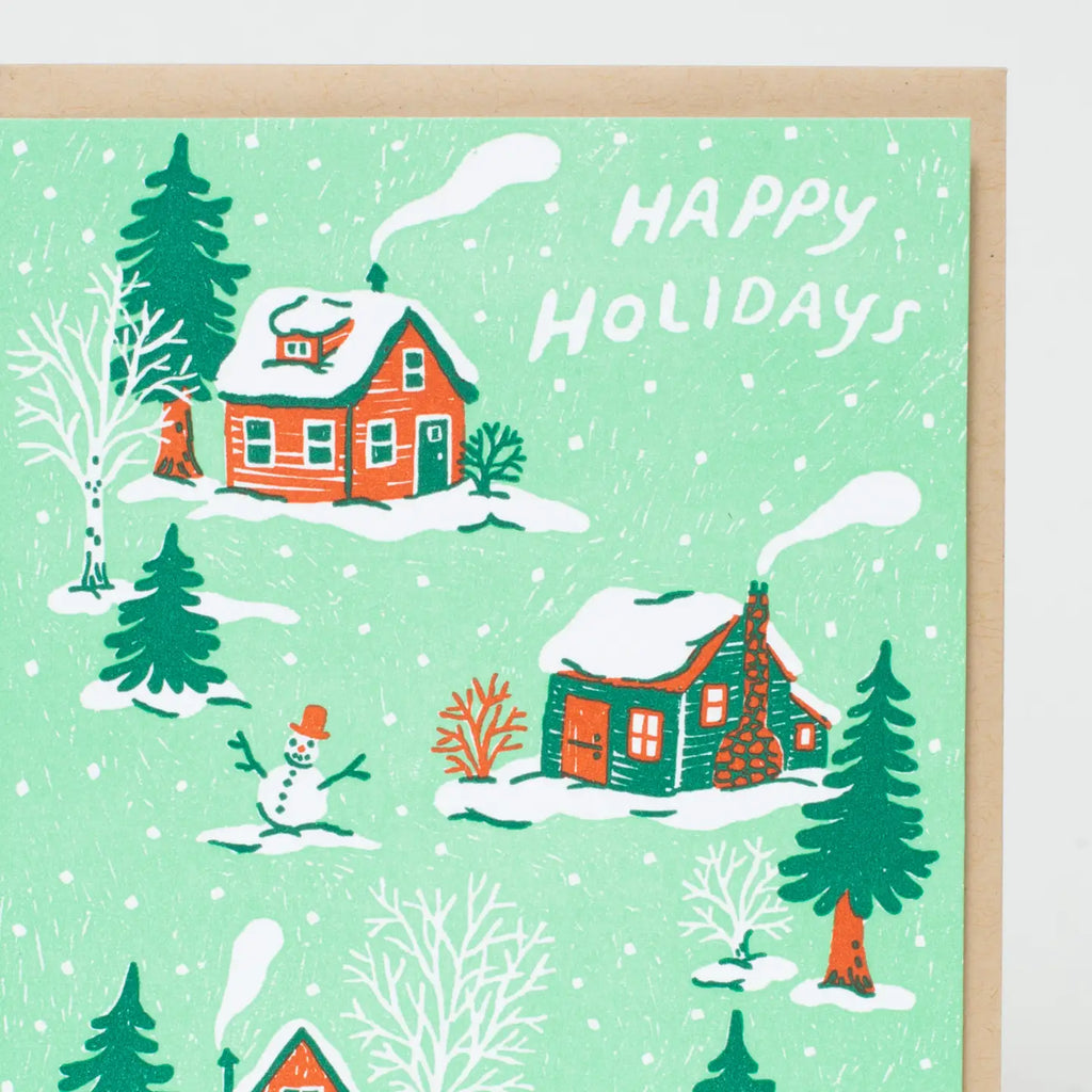 Christmas Cottages Card By Phoebe Wahl