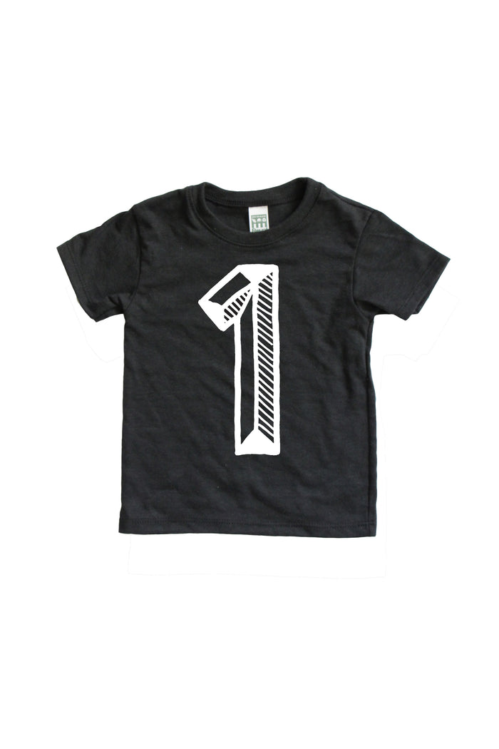 Number Tee Black Graphic Tee (Numbers 1-10)