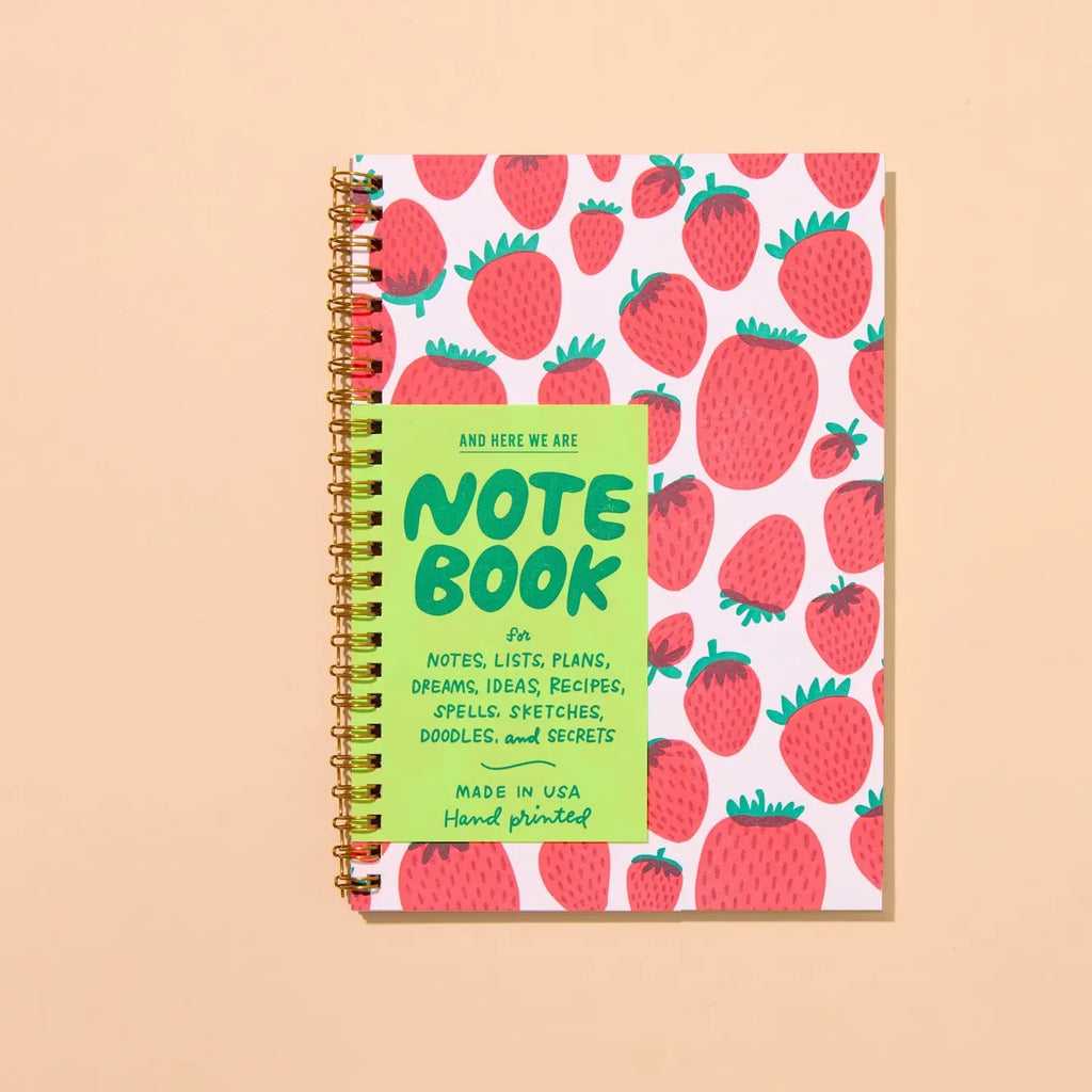 Strawberry Letterpress Spiral Notebook by And Here We Are