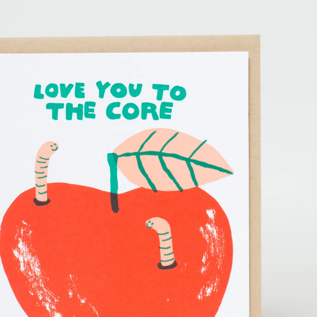 Love Apple Core Worms Card By Egg Press