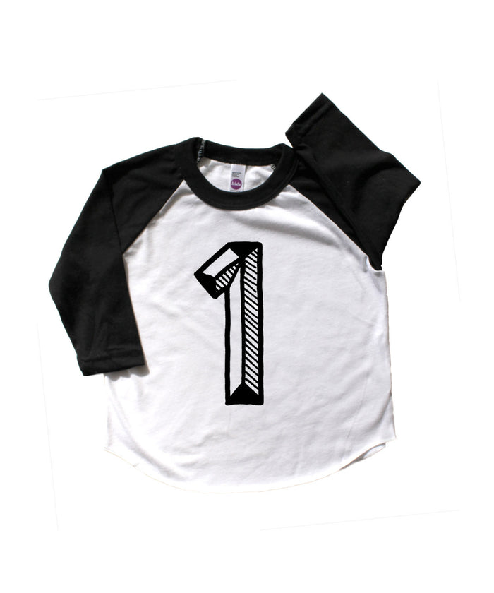 Number Tee Baseball Style Graphic Tee (Numbers 1-10)