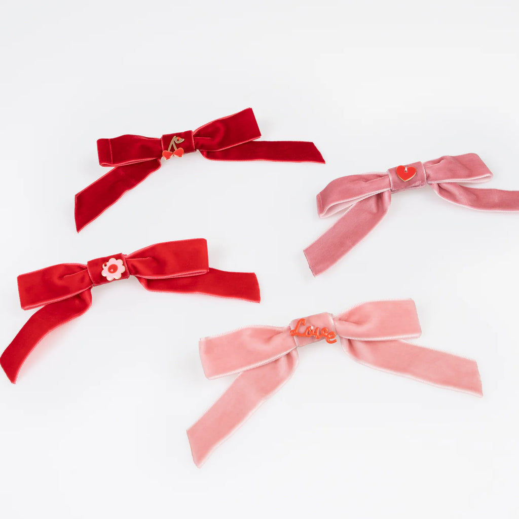 Velvet Bows With Charms Hair Clips by Meri Meri