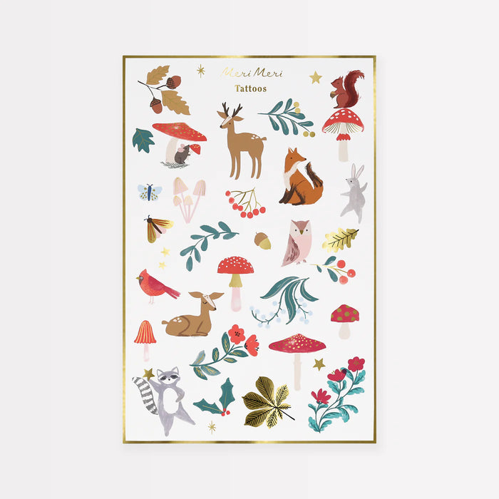 SALE Woodland Temporary Tattoo Sheets by Meri Meri