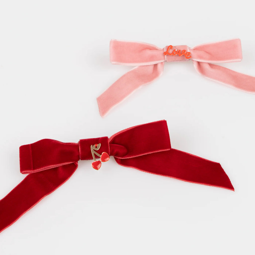 Velvet Bows With Charms Hair Clips by Meri Meri