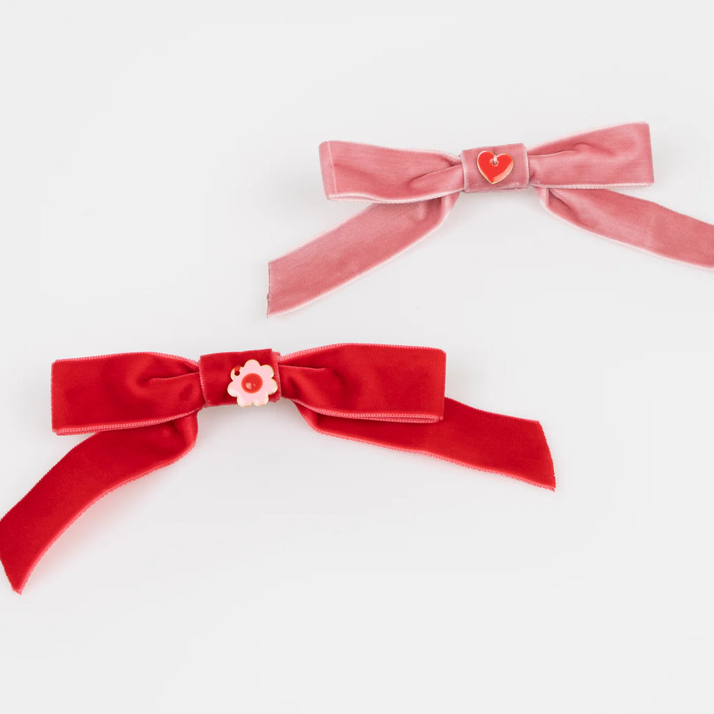 Velvet Bows With Charms Hair Clips by Meri Meri