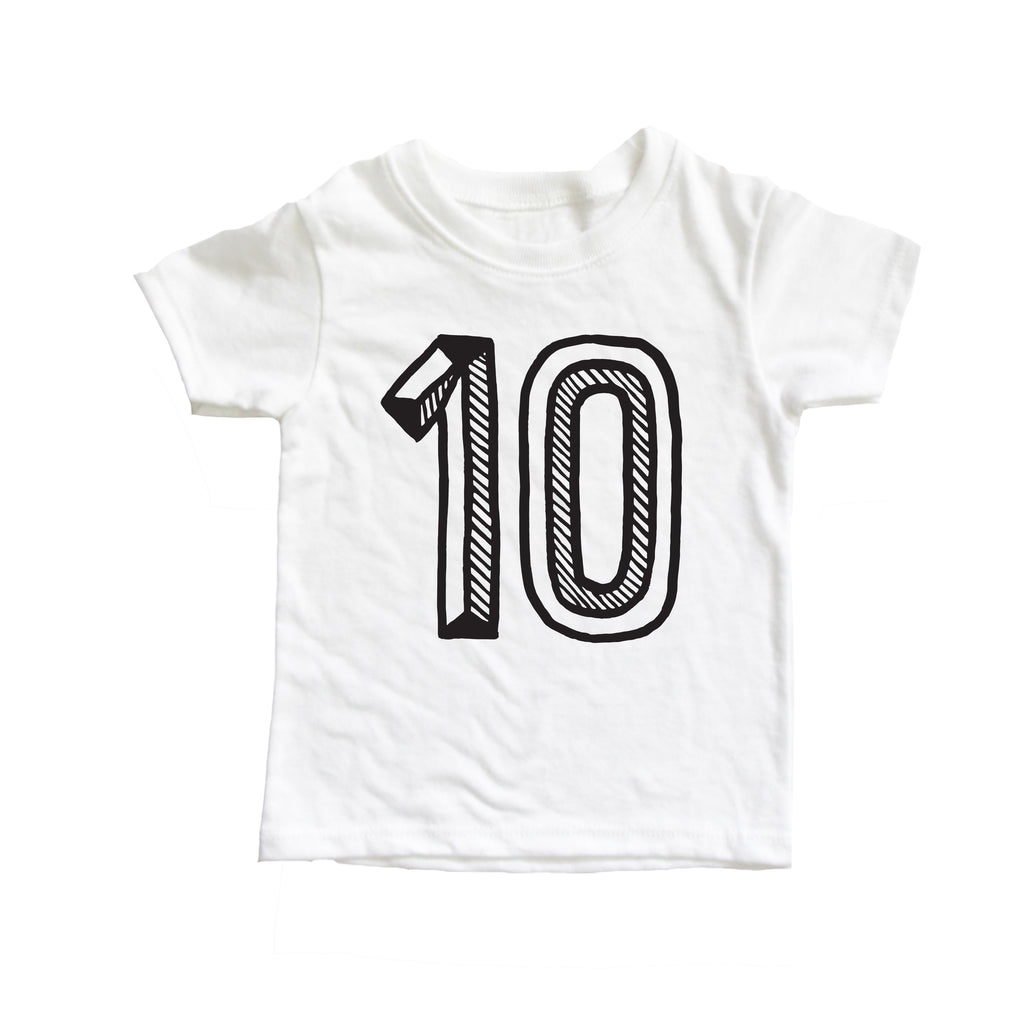 White Number Tee Numbers 2-10