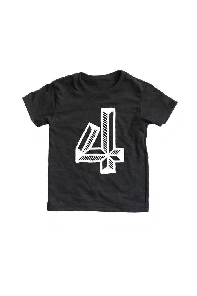 Number Tee Black Graphic Tee (Numbers 1-10)