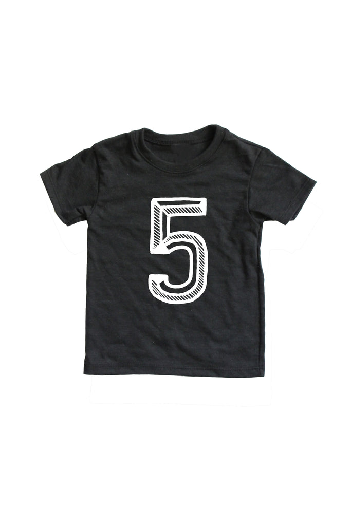 Number Tee Black Graphic Tee (Numbers 1-10)