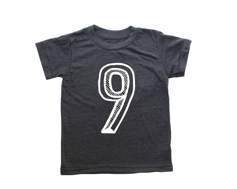 Number Tee Black Graphic Tee (Numbers 1-10)