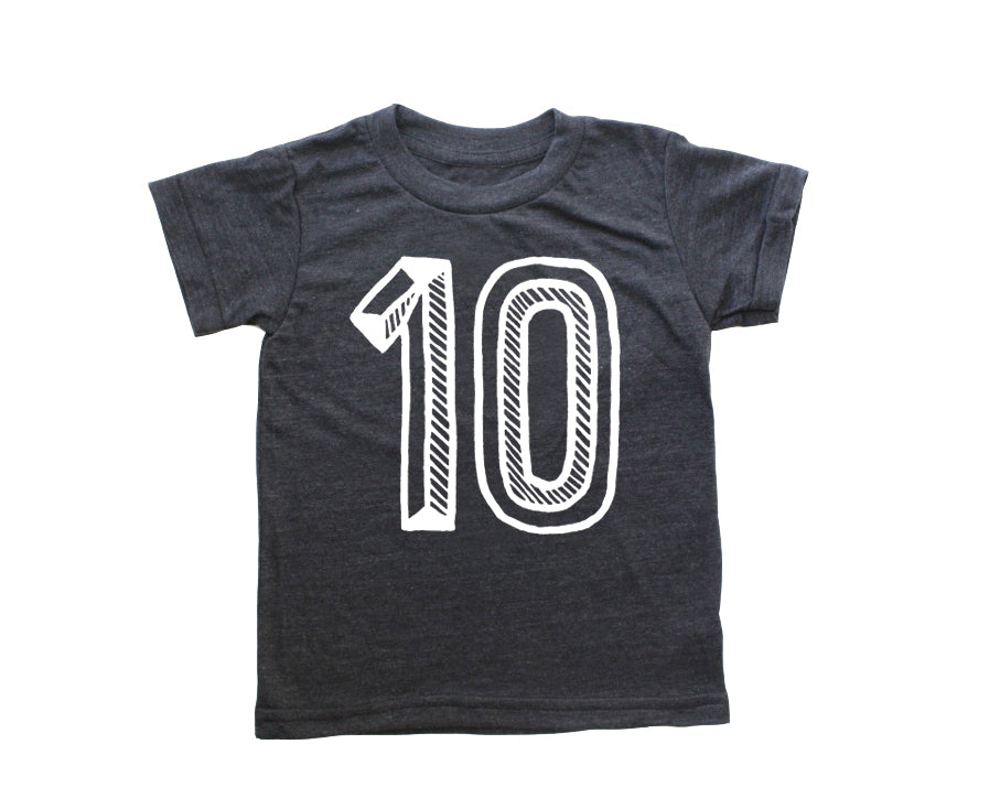 Number Tee Black Graphic Tee (Numbers 1-10)